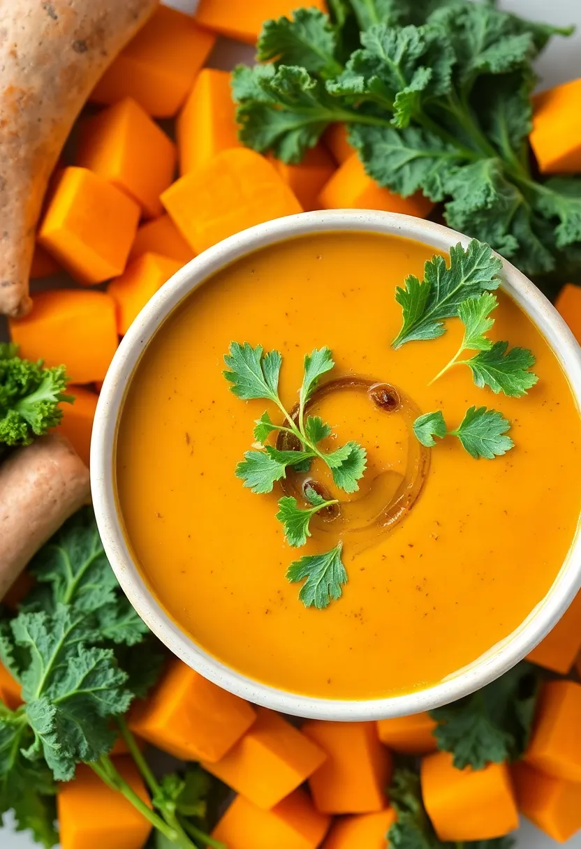 25 Italian Vegetable Soup Recipes Healthy and Tasty - 10. Sweet Potato and Kale Soup
