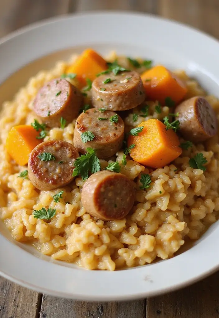 25 Sweet Italian Sausage Links Recipes for Easy Weeknight Dinners - 21. Sweet Italian Sausage and Pumpkin Risotto