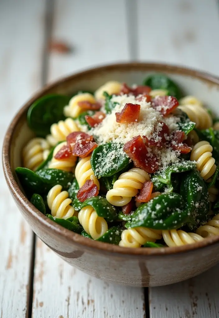 26 Healthy Italian Pasta Salad Recipes That Taste Amazing 4 26 Healthy Italian Pasta Salad Recipes That Taste Amazing - 4. Spinach and Bacon Pasta Salad