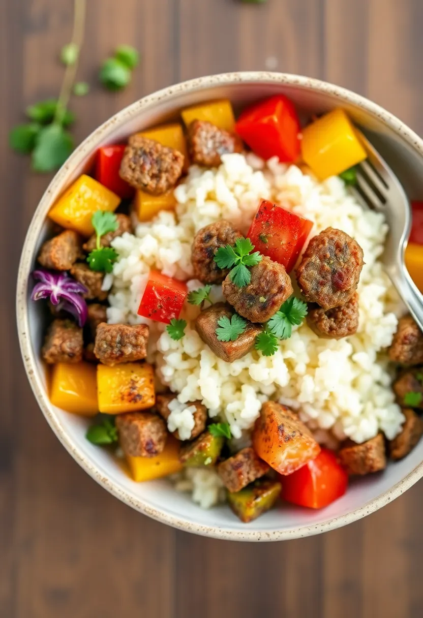 27 Healthy Ground Italian Sausage Recipes for Busy Nights 6 27 Healthy Ground Italian Sausage Recipes for Busy Nights - 6. Italian Sausage and Cauliflower Rice Bowl