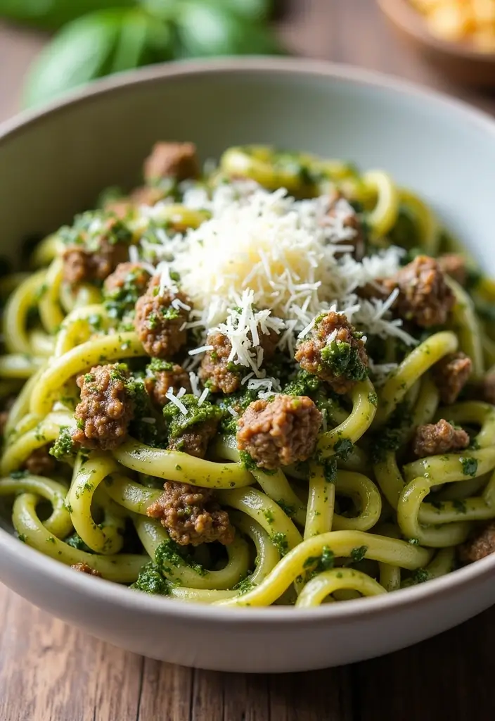 27 Italian Ground Beef Recipes That Are Crowd Pleasers 27 27 Italian Ground Beef Recipes That Are Crowd Pleasers - 27. Ground Beef Pesto Pasta