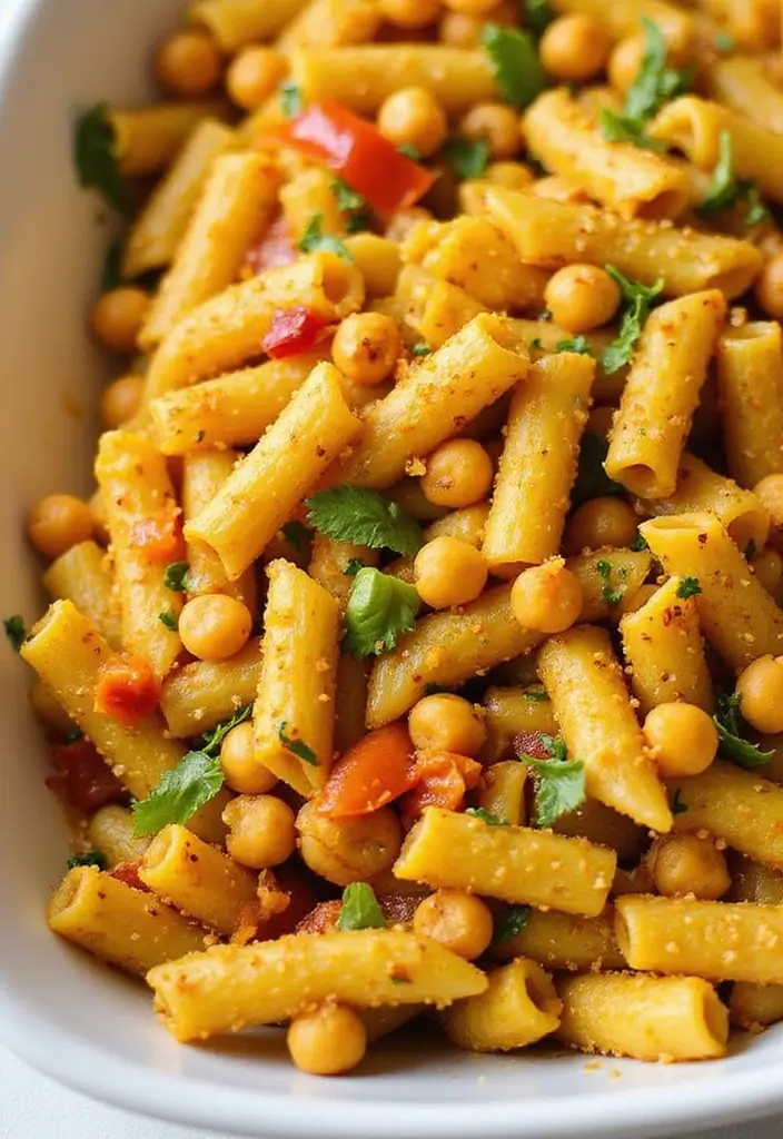 28 Italian Pasta Bake Recipes That Comfort Every Bite - 15. Curried Chickpea Pasta Bake