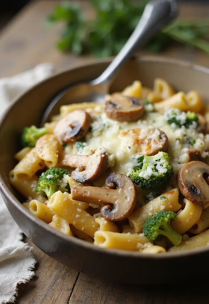 28 Italian Pasta Bake Recipes That Comfort Every Bite - 2. Creamy Mushroom and Broccoli Bake