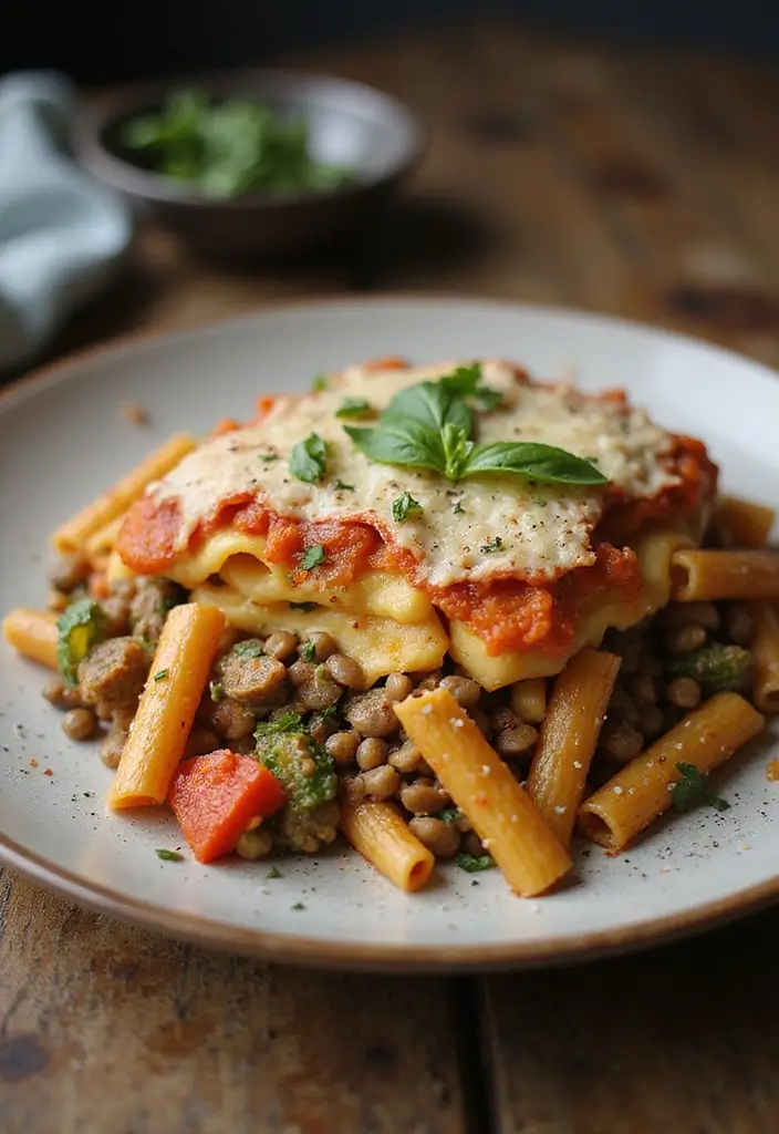 28 Italian Pasta Bake Recipes That Comfort Every Bite - 21. Lentil and Vegetable Pasta Bake