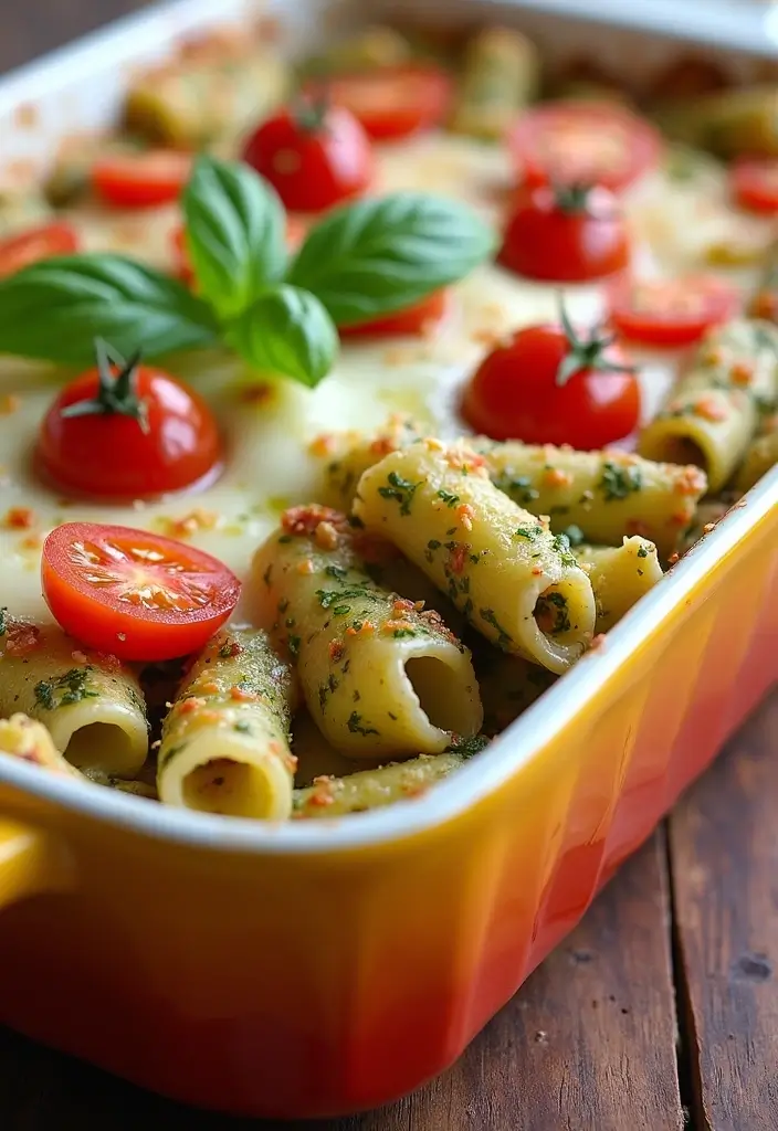 28 Italian Pasta Bake Recipes That Comfort Every Bite - 7. Pesto Pasta Bake with Cherry Tomatoes