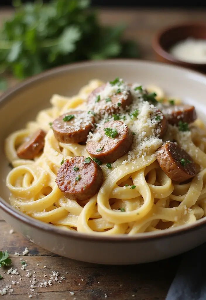 28 Italian Sausage Pasta Recipes Easy Enough for Beginners 7 28 Italian Sausage Pasta Recipes Easy Enough for Beginners - 7. One-Pot Italian Sausage Alfredo Pasta