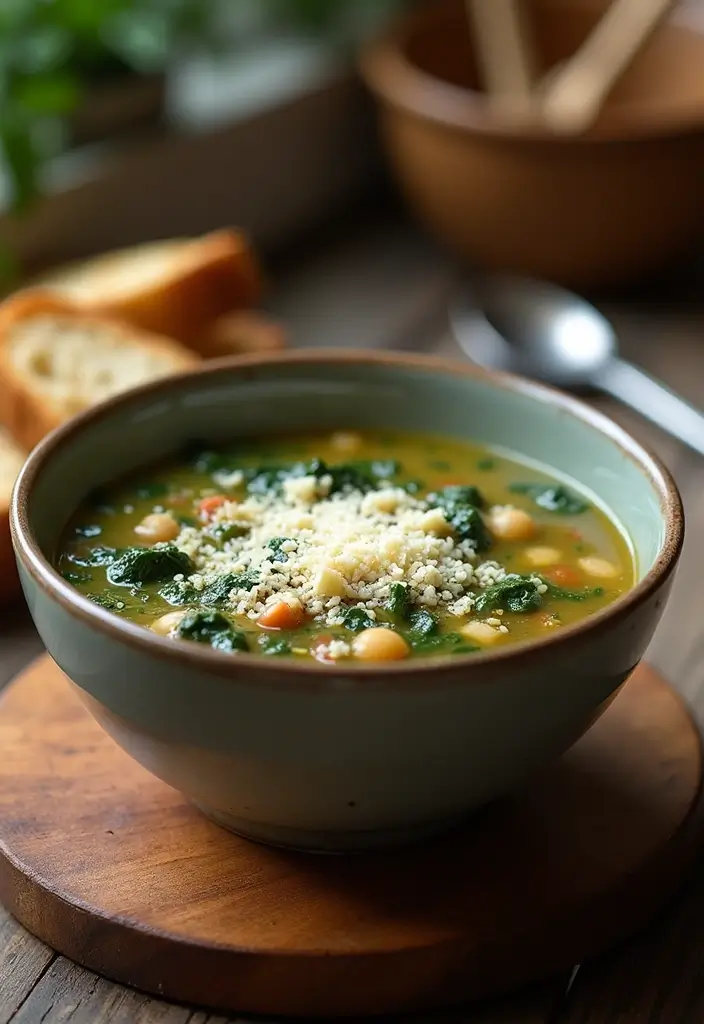 29 Italian Bean Soup Recipes Packed with Protein - 16. Bean and Spinach Soup with Parmesan