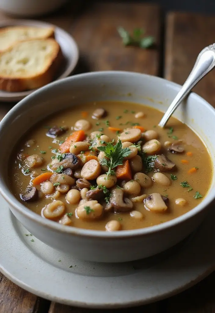 29 Italian Bean Soup Recipes Packed with Protein - 19. Creamy Bean and Mushroom Soup
