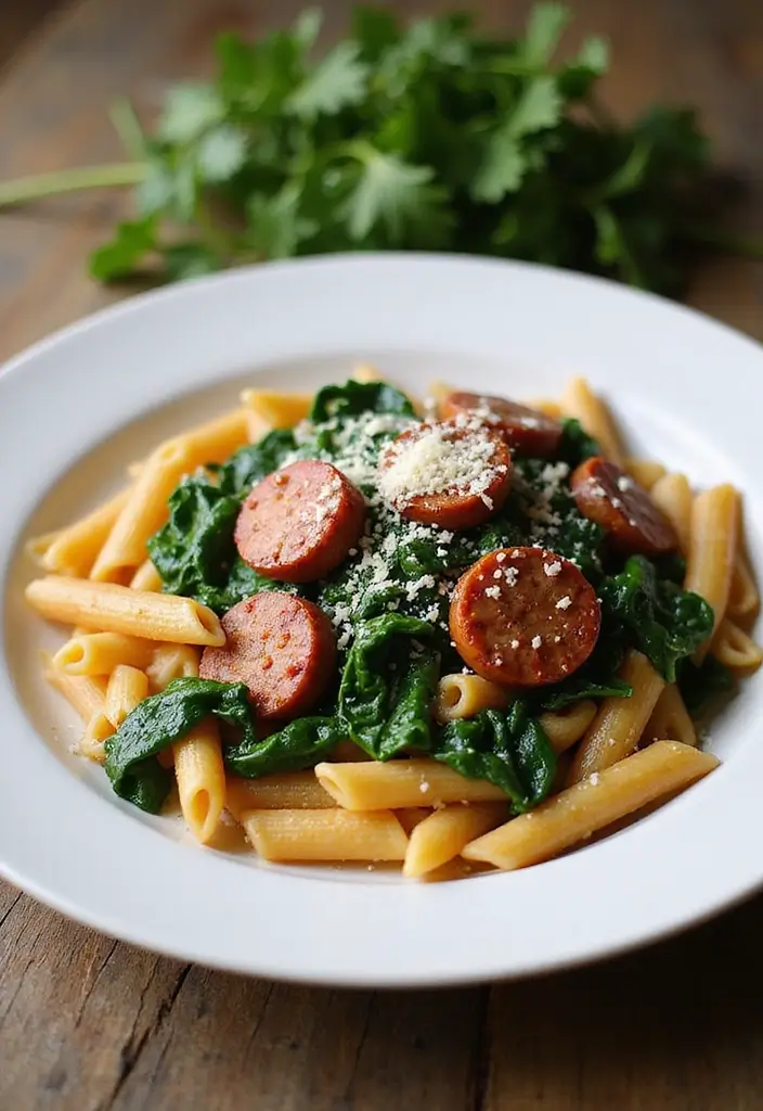 29 Spicy Italian Sausage Pasta Recipes Packed with Flavor - 1. Spicy Italian Sausage Penne with Spinach