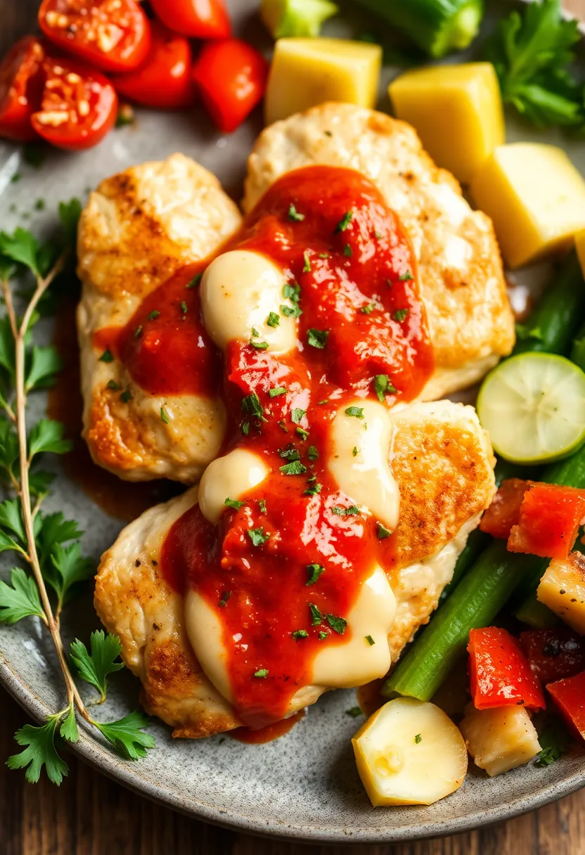 30 Italian Chicken Cutlet Recipes Crispy and Juicy - 19. Chicken Cutlets with Roasted Red Pepper Sauce