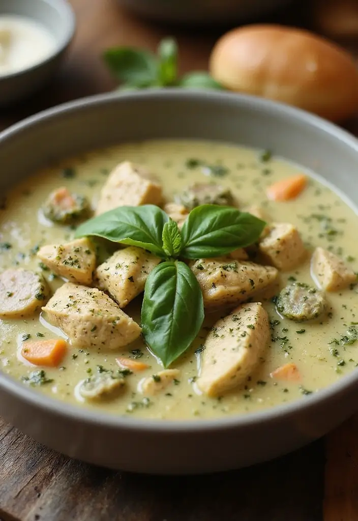 30 Italian Chicken Soup Recipes Warm and Comforting 10. Creamy Italian Chicken Soup with Pesto