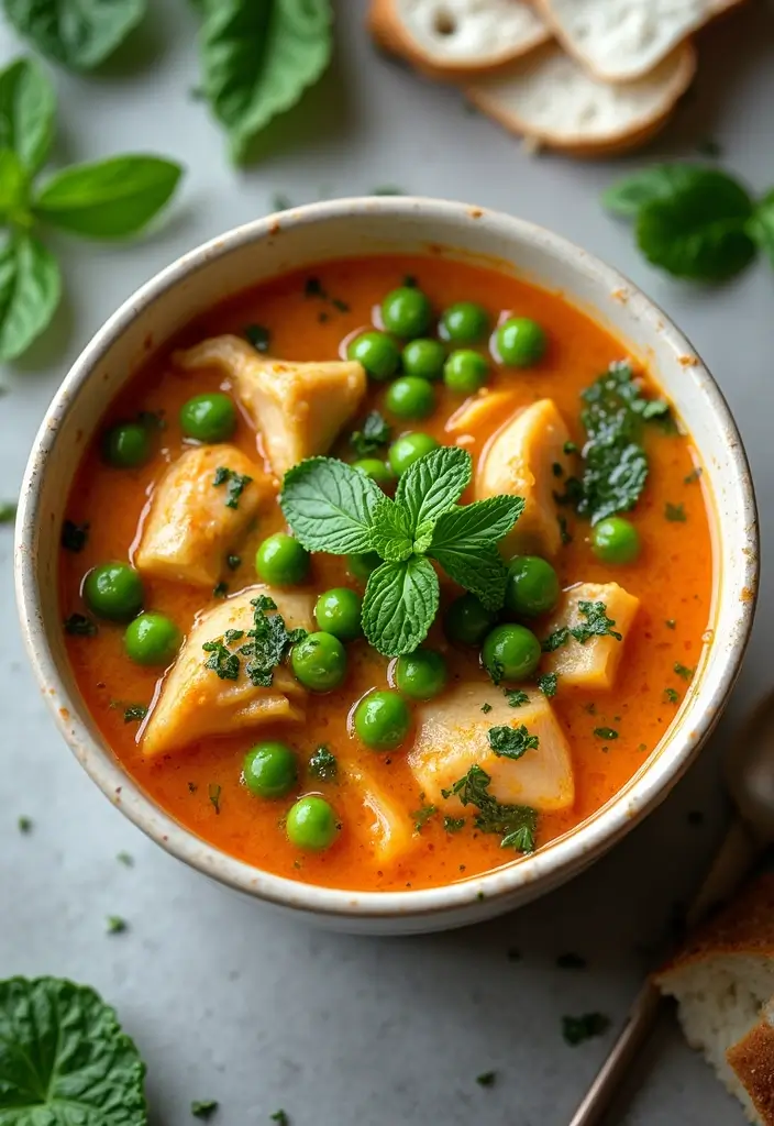 30 Italian Chicken Soup Recipes Warm and Comforting 13. Italian Chicken Soup with Peas and Mint