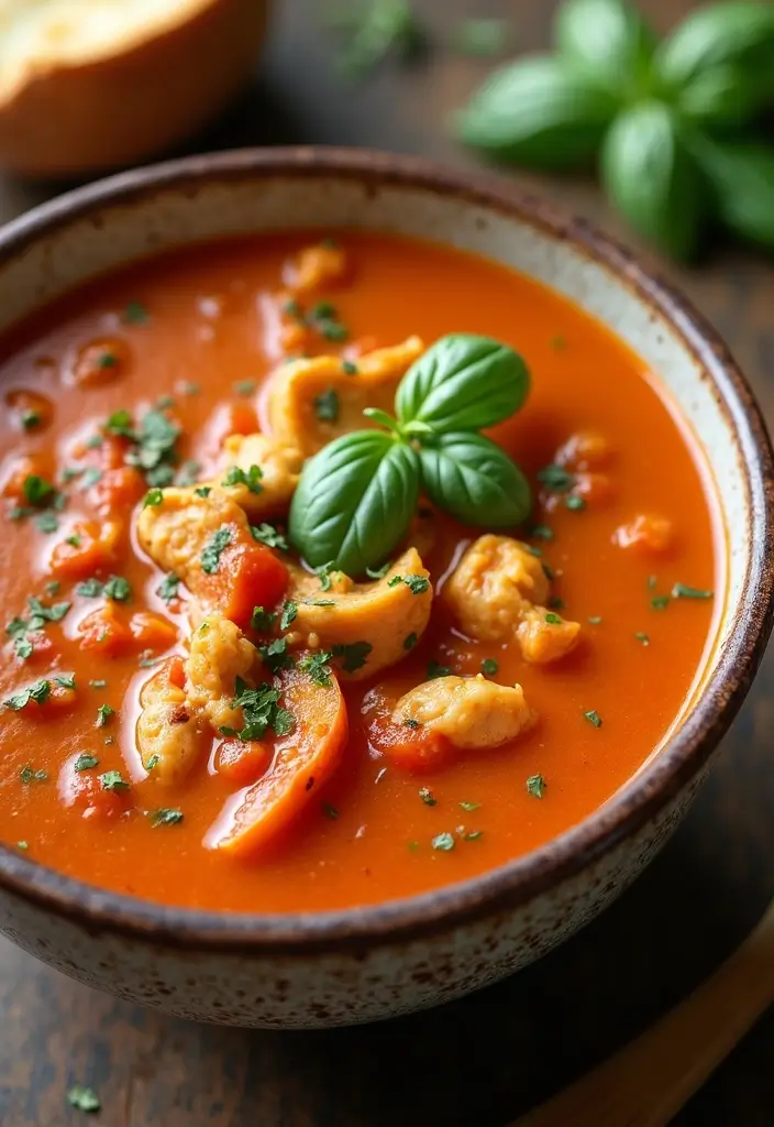 30 Italian Chicken Soup Recipes Warm and Comforting 17. Creamy Tomato Basil Chicken Soup