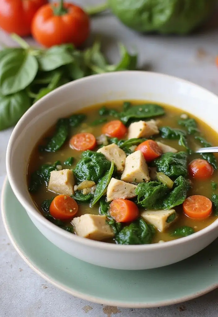 30 Italian Chicken Soup Recipes Warm and Comforting 23. Italian Spinach and Chicken Soup