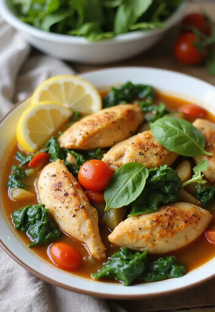 30 Italian Chicken Soup Recipes Warm and Comforting 9. Mediterranean Chicken Soup with Spinach