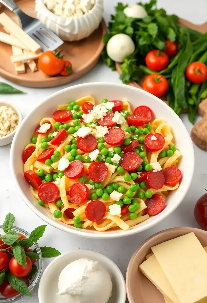 30+ Pasta Salad Recipes with Italian Dressing and Pepperoni Perfect for Parties 7 30+ Pasta Salad Recipes with Italian Dressing and Pepperoni Perfect for Parties - 7. Pepperoni Pasta Salad with Peas