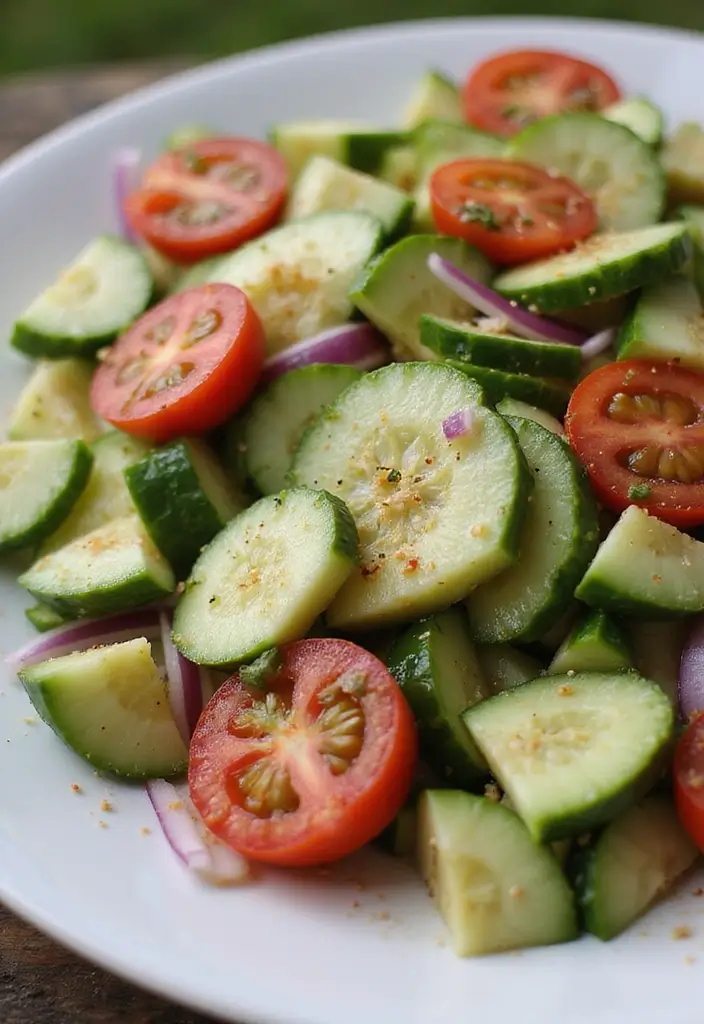 30 Salad Recipes with Italian Dressing Perfect for Summer Meals - 10. Cucumber and Tomato Salad