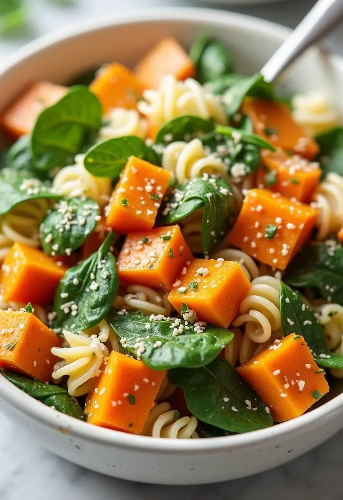 30 Zesty Italian Pasta Salad Recipes That Always Impress 29 30 Zesty Italian Pasta Salad Recipes That Always Impress - 29. Sweet Potato and Spinach Pasta Salad