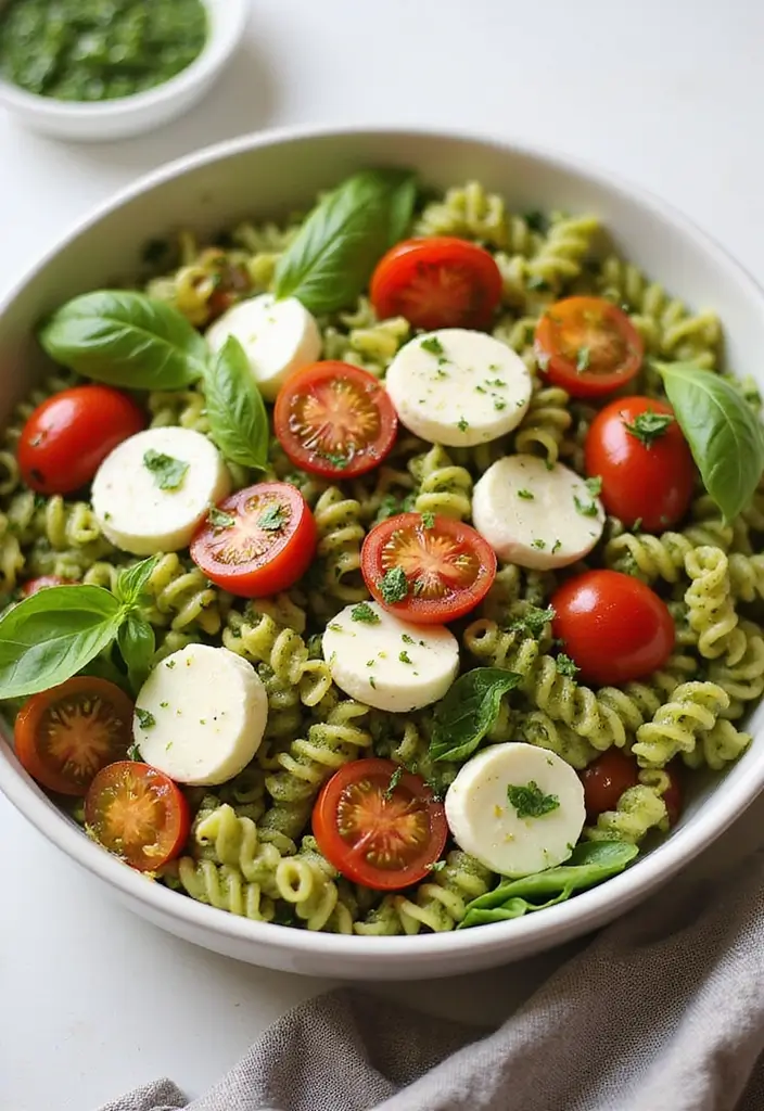 30 Zesty Italian Pasta Salad Recipes That Always Impress 3 30 Zesty Italian Pasta Salad Recipes That Always Impress - 3. Pesto Caprese Pasta Salad
