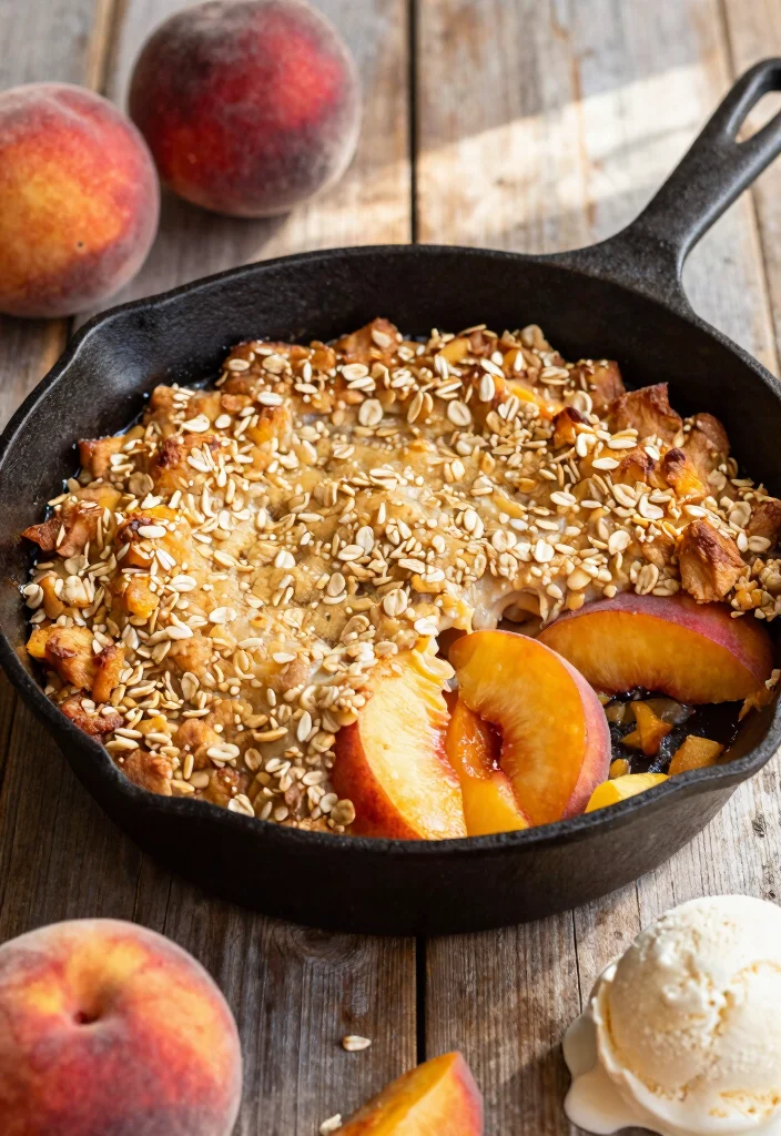 10 Cast Iron Skillet Dessert Recipes for Rustic Baking - 2. Peach Crisp 1