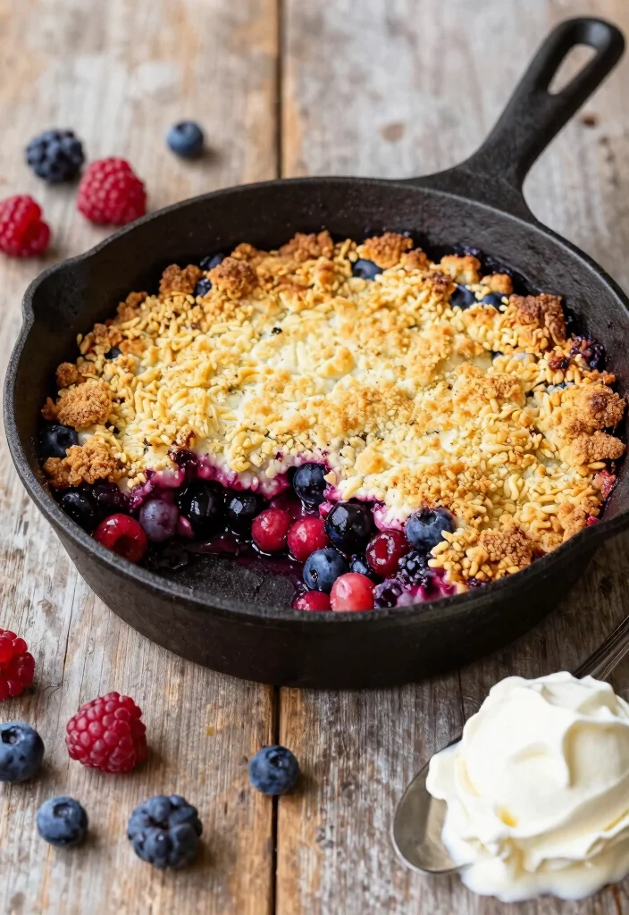 10 Cast Iron Skillet Dessert Recipes for Rustic Baking - 9. Rustic Berry Crumble 1