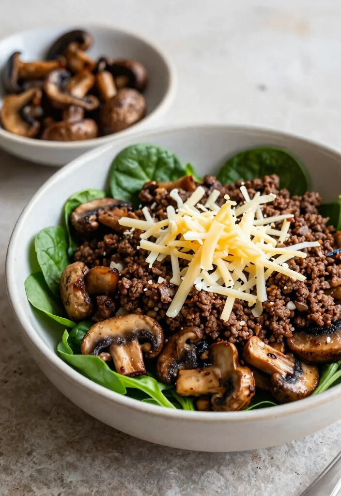 10 Keto Burger Bowl Recipes for Low Carb Comfort 9. Mushroom Swiss Burger Bowl 0