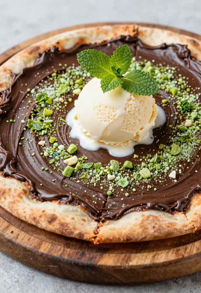 10 Mint Dinner Recipes for Fresh Bright Flavor - 10. Mint Chocolate Dessert Pizza 1