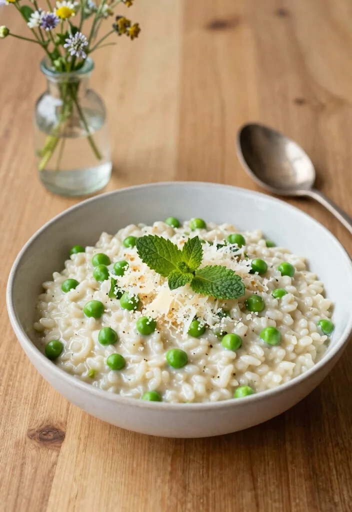 10 Mint Dinner Recipes for Fresh Bright Flavor - 2. Mint and Pea Risotto 1
