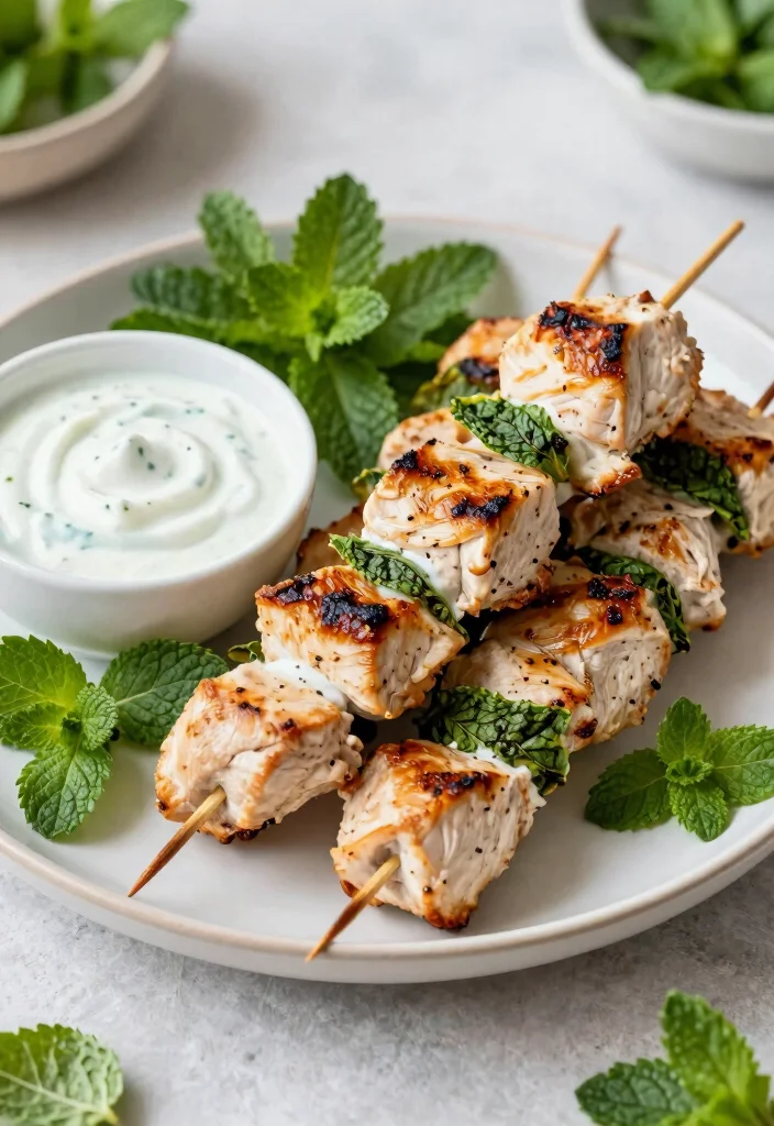 10 Mint Dinner Recipes for Fresh Bright Flavor - 9. Mint and Yogurt Chicken Skewers 1