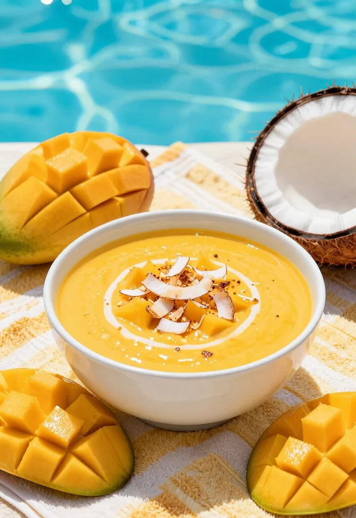 10 Raw Vegan Soup Recipes for Fresh No Cook Bowls 45 10 Raw Vegan Soup Recipes for Fresh No Cook Bowls - 5. Tropical Mango & Coconut Soup 1