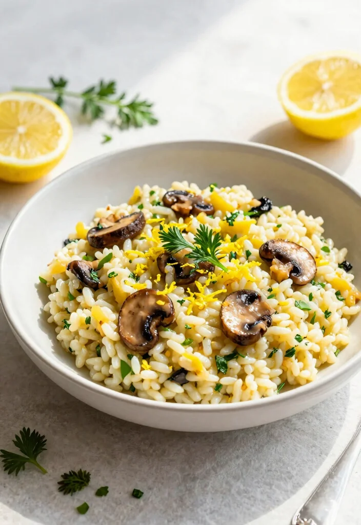 10 Vegan Mushroom Risotto Recipes for Creamy Plant Based Comfort - 4. Lemon and Herb Mushroom Risotto 1