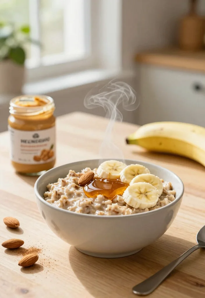 12 Healthy Almond Butter Recipes for Balanced Energy - 1. Almond Butter Banana Oatmeal 1