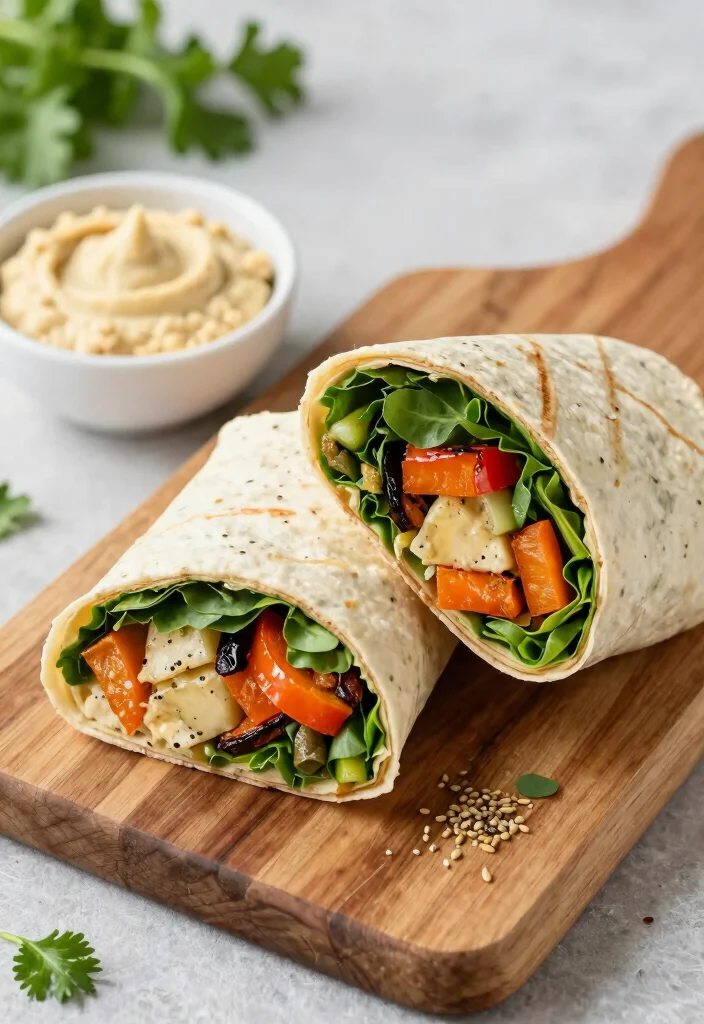 12 Healthy Weight Gain Recipes with Nutritious Calories 111 12 Healthy Weight Gain Recipes with Nutritious Calories - 11. Roasted Vegetable and Hummus Wrap 1