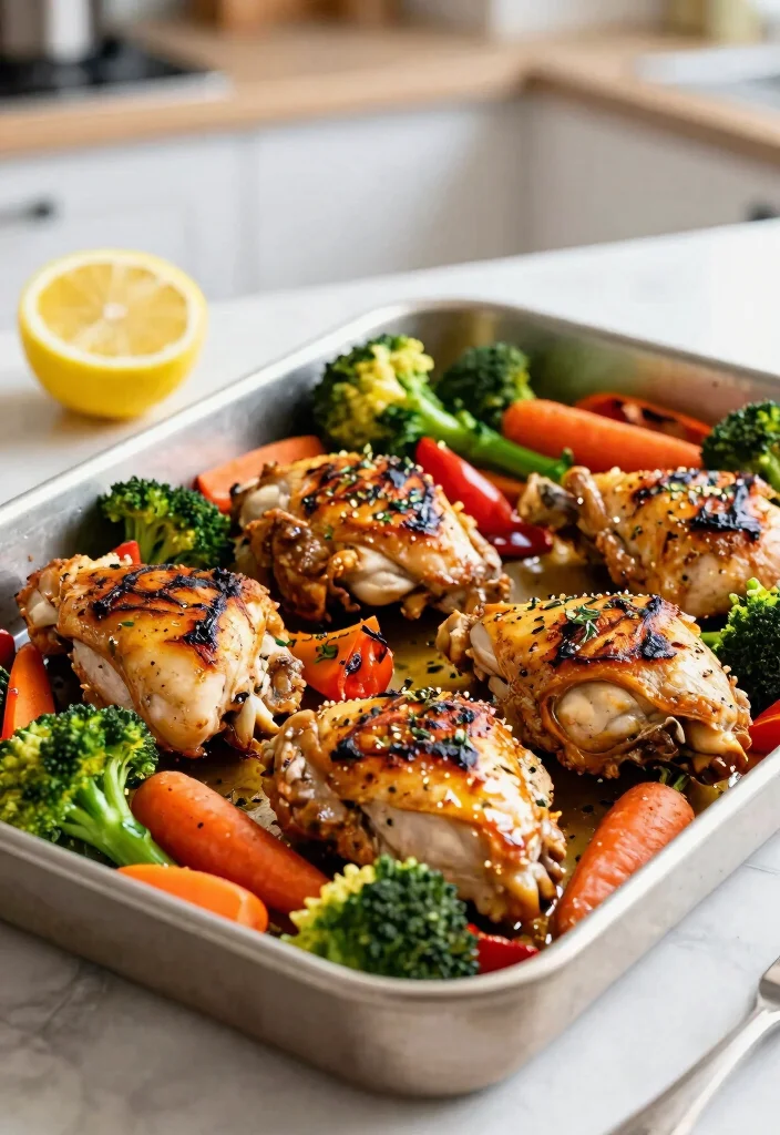 12 Pan Dinner Recipes for Simple One Pan Meals - 1. Sheet Pan Lemon Garlic Chicken and Vegetables 1