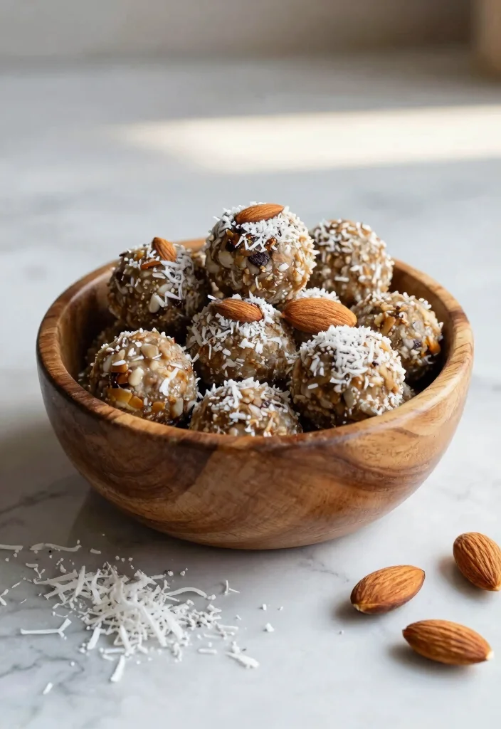 12 Vegan Protein Snack Recipes for Easy Fuel 23 12 Vegan Protein Snack Recipes for Easy Fuel - 3. Almond and Coconut Protein Balls 1